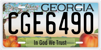 GA license plate CGE6490