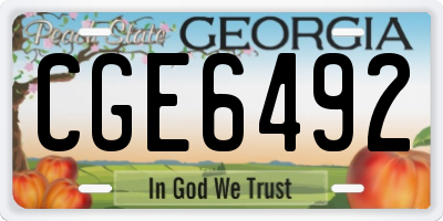 GA license plate CGE6492