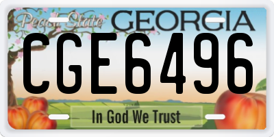 GA license plate CGE6496