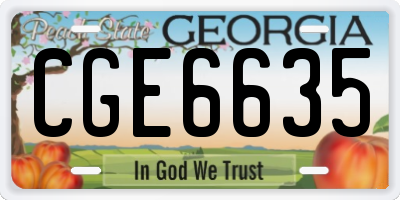 GA license plate CGE6635