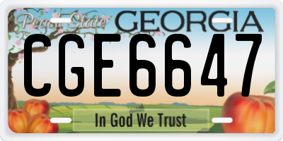GA license plate CGE6647