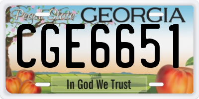 GA license plate CGE6651