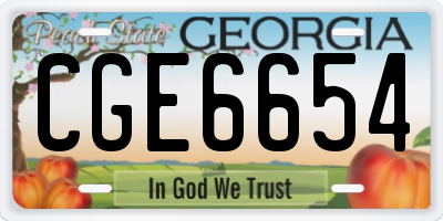 GA license plate CGE6654