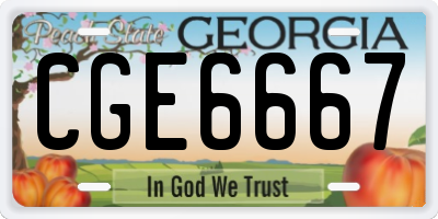 GA license plate CGE6667