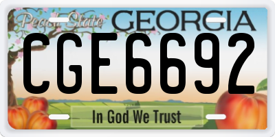 GA license plate CGE6692
