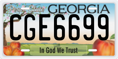 GA license plate CGE6699
