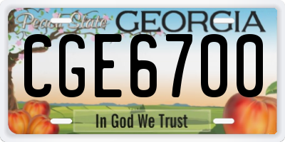 GA license plate CGE6700