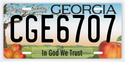 GA license plate CGE6707