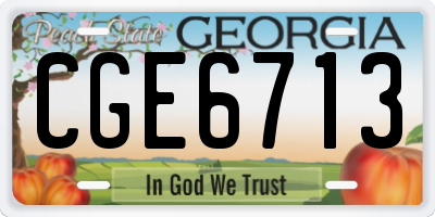 GA license plate CGE6713