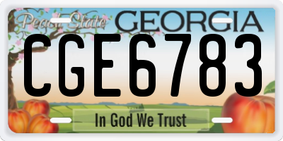 GA license plate CGE6783