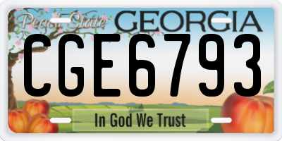 GA license plate CGE6793