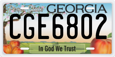 GA license plate CGE6802