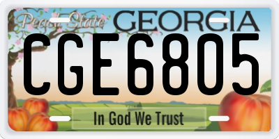 GA license plate CGE6805