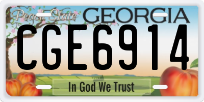 GA license plate CGE6914