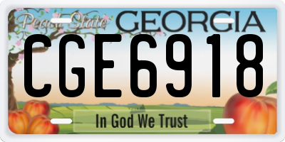 GA license plate CGE6918