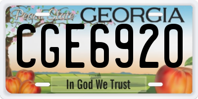 GA license plate CGE6920