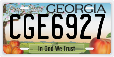 GA license plate CGE6927