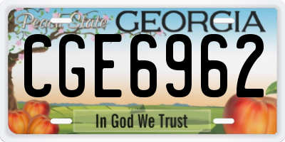 GA license plate CGE6962