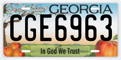GA license plate CGE6963