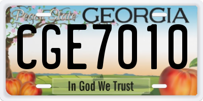 GA license plate CGE7010