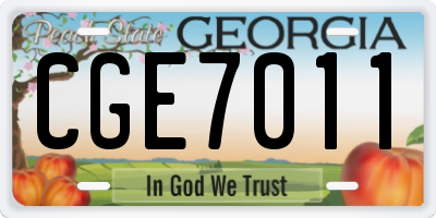 GA license plate CGE7011