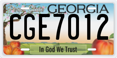 GA license plate CGE7012