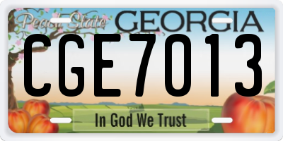 GA license plate CGE7013