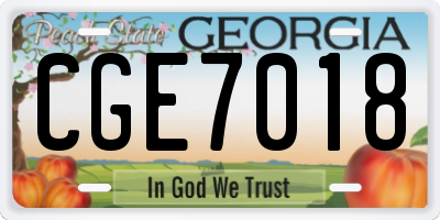 GA license plate CGE7018