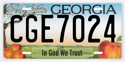 GA license plate CGE7024