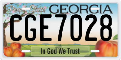 GA license plate CGE7028