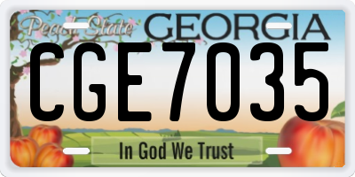 GA license plate CGE7035