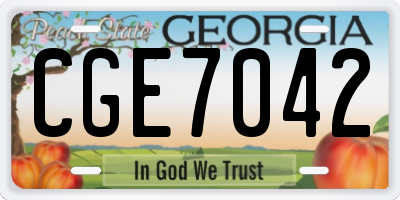 GA license plate CGE7042