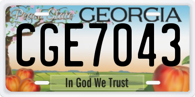 GA license plate CGE7043