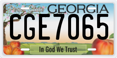 GA license plate CGE7065