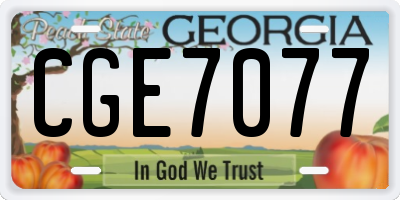 GA license plate CGE7077