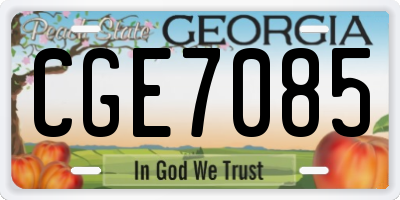 GA license plate CGE7085