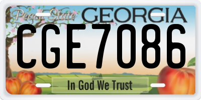 GA license plate CGE7086
