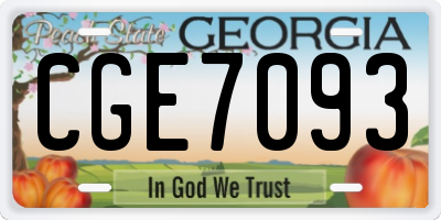 GA license plate CGE7093