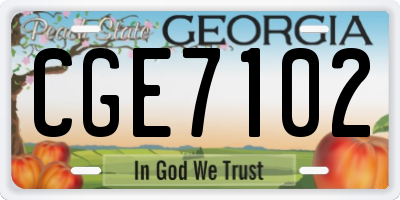 GA license plate CGE7102