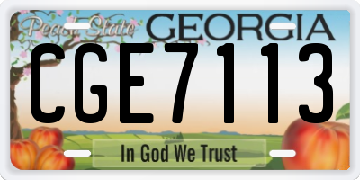 GA license plate CGE7113