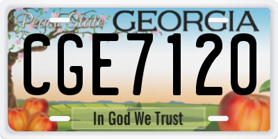 GA license plate CGE7120
