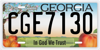 GA license plate CGE7130