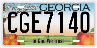 GA license plate CGE7140