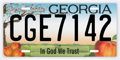 GA license plate CGE7142