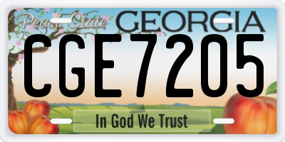 GA license plate CGE7205