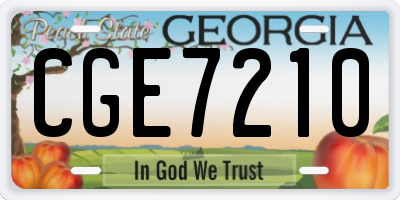 GA license plate CGE7210