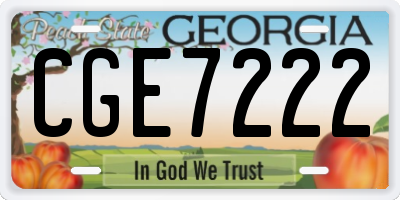 GA license plate CGE7222