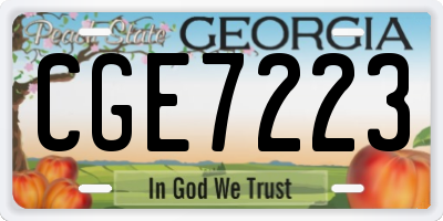 GA license plate CGE7223