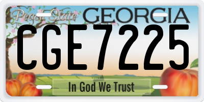 GA license plate CGE7225