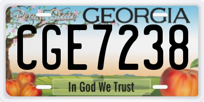 GA license plate CGE7238